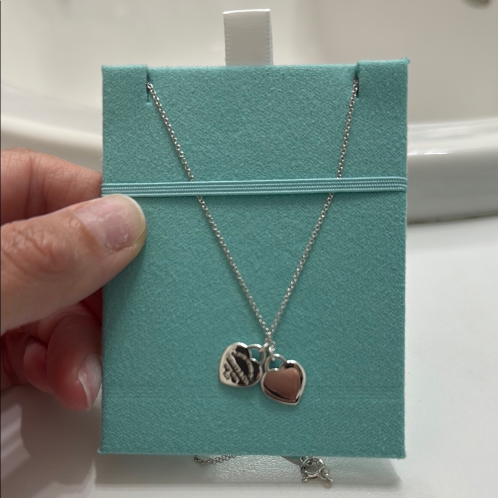 Double Heart Tag Pendant
in Silver, Mini